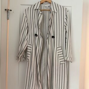 Topshop Black and White Striped Trench Coat
